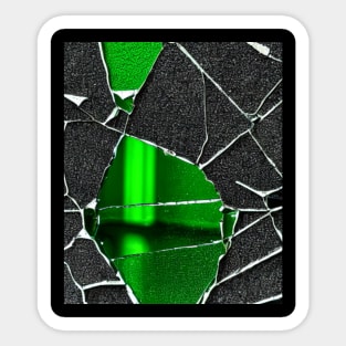 Cracked glass pattern, with pattern, black, green, cracks, mesh Sticker